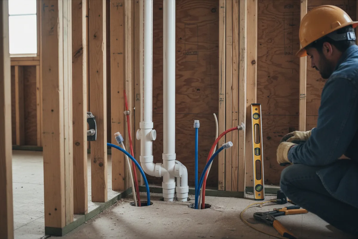Drain and supply rough-in during Leak Detection in Monmouth